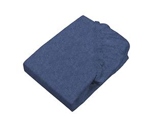 SETEX Drap-Housse en Flanelle mélangée, 90 x 200 cm, env. 90% Coton/env. 10% Polyester, Bleu Marine