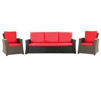 Setgarden® SET Coussins de jardin en rotin 4-5 places - Pour canapé, chaise à bascule et salon, confortables pour intérieur et extérieur, polyester - imperméable (rouge, 160x60x50 cm / 2x 50x56 cm)