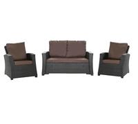 Setgarden® Set de coussins de jardin en rotin 4-5 places - pour canapé, chaise à bascule et salon, confortables pour intérieur et extérieur, polyester - imperméable (marron, 110 x 60 x 50 / 2 x 50 x