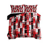 Sets de Housses de Couettes 200 x 200 cm, Noir Parure de lit Imprimé | Rayures Rectangulaires Géométrique Housse de Couette et 2 Taie d'oreiller, Abstrait Moderne Douce Respirable Housses Duvet