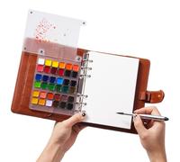 Sets de peinture aquarelle de voyage, 36 couleurs, double pointe, papier en coton, étui en cuir synthétique