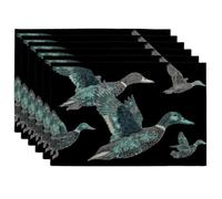 Sets de Table Canards Volants Automne-Hiver, Noirs, inspirés par la Nature, pour Table à Manger, antidérapants et lavables, pour intérieur et extérieur, Lot de 6.