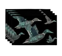 Sets de Table Canards Volants Automne-Hiver, Sets de Table Noirs inspirés par la Nature pour la Table à Manger, antidérapants et lavables, pour l'intérieur et l'extérieur, Lot de 4.