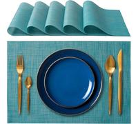 Sets de Table élégants 45 x 30 cm pour Dîner, Déjeuner, Petit Déjeuner - 6 unités - Set de Table Lavable, Résistant au Chaleur, antidérapant et Anti-Taches Tables Cuisine et Salle à Manger - Bleu