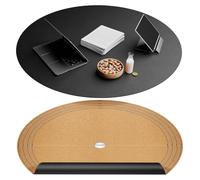 Sets de table ronds en liège et en similicuir, découpables, de 91,4 cm, couleur noire