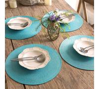 Sets de table ronds en polypropylène tressé 12/15 pouces, dessous de verre 4,72 pouces, plusieurs couleurs disponibles, matériau plastique, lavables, résistants à la chaleur, sets de table, dessous de