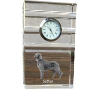 Setter anglais I - horloge en verre avec photo, photo de chien en cristal, horloge sur pied personnalisée pour bureau de la marque Art-Dog