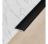 Seuil de porte, Bande de transition sol en aluminium, bande séparation plate, couvre les sols stratifiés/bois/LVT - Plaque métallique for joints(Black,15mm)