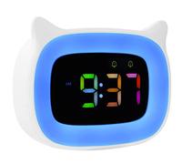 Seutgjie Réveil Enfant Lumineux pour Adolescent/Fille/Garçon, Réveil Veilleuse Enfant à RGB 8 Couleurs & 18 Sonneries & 2 Alarmes, Réveil Enfant Éducatif 12/24 Heures avec Mode de Répétition (Blanc)