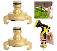 Seutmrou 2 Pièces Raccord Tuyau d'arrosage, Raccord Rapide en Laiton 1/2" | Adaptateur Tuyau Arrosage Laition, Adaptateur Geka Gardena, Rapide Vers Raccord Enfichable pour l'irrigation du Jardin