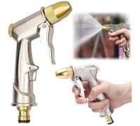 Seutmrou Pistolet pulvérisateur de jardin, douchette de jardin en métal, 4 motifs d'arrosage, débit d'eau réglable pour arrosage du jardin, lavage de voiture, douche pour animaux de compagnie