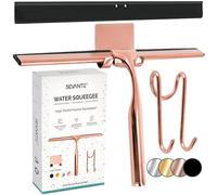 SEVANTE Raclette de douche 24,5 cm - Raclette de fenêtre en métal - Accessoires de salle de bain - Raclette de douche avec support - Flitte pour douche, verre et miroir - Raclette de cabine de douche