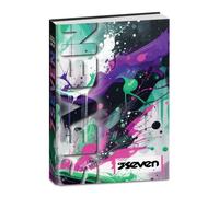 Seven Agenda scolaire daté 12 mois, 13,6 x 18,3 cm, 352 pages, couverture Splash couleurs, rembourré sur base holographique, marque-page, autocollants, jeux et illustrations, pour filles et filles