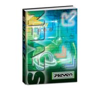Seven Agenda scolaire daté 12 mois, 13,6 x 18,3 cm, 352 pages, couverture vert fluo, rembourré sur base holographique, marque-page, autocollants, jeux et illustrations, agenda scolaire pour garçons et