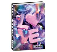 Seven Agenda scolaire de poche daté 12 mois, 11,5 x 15,9 cm, 352 pages, couverture avec sérigraphies irisées Love et autocollants inclus, agenda scolaire pour filles et filles
