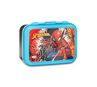 Seven Boîte à goûter Spiderman, rouge, 850 ml, résistante à la chaleur, séparateur intérieur, passe au lave-vaisselle, base en acier, école, sport, voyage, enfant, fille