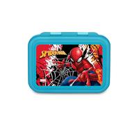 Seven Boîte à goûter Spiderman, rouge, 850 ml, résistante à la chaleur, séparateur intérieur, passe au lave-vaisselle, base en acier, école, sport, voyage, enfant, fille