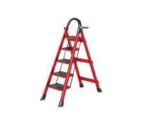 Seven Comfort Escabeau-5nombre de marches Escabeau pliant jusqu'à 150kg-Verrouillage de sécurité-Antidérapant-Porte-outils-Échelle de ménage-ARK01-Rouge