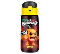 Seven Gourde Kid Italian Brainrot, noir, 460 ml, acier inoxydable, sans BPA, hermétique, chaud 12h/froid 24h, étanche aux fuites, bandoulière incluse, école, sport, voyage, enfants, idée cadeau
