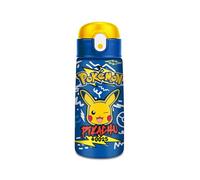 Seven Gourde Kid Pokemon, bleu, 460 ml, en acier inoxydable, sans BPA, hermétique, chaud 12 h/froid 24 h, anti-fuite, réutilisable, école, sport, voyage, enfant, fille, idée cadeau