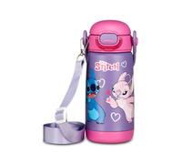 Seven Gourde Kid Stitch Violet, 460 ml, en acier inoxydable, sans BPA, hermétique, chaud 12h/froid 24h, anti-fuite, réutilisable, bandoulière incluse, école, sport, voyage, fille, idée cadeau