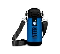 Seven Kid Inter, Bouteille d'eau bleue, 400 ml, en acier inoxydable, sans BPA, hermétique, étanche à l'eau, résistant aux fuites, chaud 12h/froid 24h, bandoulière incluse, école, sport, voyage, pour