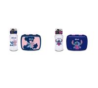 Seven Set porte-goûter + gourde LILO & STITCH pour enfants, séparateur intérieur, gourde 460 ml avec couvercle hermétique, produit officiel, football, idée cadeau enfants et adultes