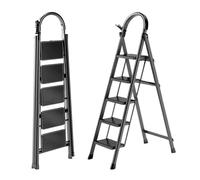 SevenComfort Escabeau 5 marches Escabeau pliant jusqu'à 150kg Verrou de sécurité Antidérapant Poignée de maintien Escabeau de ménage ARK01 Noir
