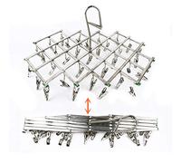 SevenD L'acier Inoxydable Pivoter Un Cintre Sèche - Linge avec 35 Clips, Repliables Cintre Sèche - Linge Pend Ignifugé Chaussettes Serviettes Foulards Chemises, etc.