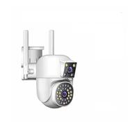 SEVEQIS Caméra de sécurité, IP 360 Home App 8MP 4K Security Camera 4 Lens 10X Zoom 3 Screens PTZ Two Way Audio Auto Tracking Color Night Vision(2 Lens No Card)