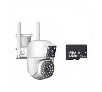 SEVEQIS Caméra de sécurité, IP 360 Home App 8MP 4K Security Camera 4 Lens 10X Zoom 3 Screens PTZ Two Way Audio Auto Tracking Color Night Vision(2 Lens add 32G Card)