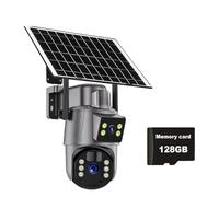 SEVEQIS Caméra de sécurité IP, Caméra de Surveillance extérieure sans Fil 4G/WiFi 6 MP avec Panneau Solaire et Double Objectif PTZ IP(WiFi Cam Add 128G)
