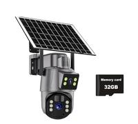 SEVEQIS Caméra de sécurité IP, Caméra de Surveillance extérieure sans Fil 4G/WiFi 6 MP avec Panneau Solaire et Double Objectif PTZ IP(4G Camera 32GB Card)