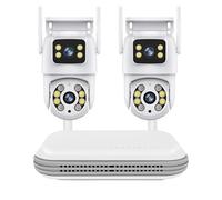 SEVEQIS Caméra de sécurité IP, Système de Surveillance WiFi à Double Objectif PTZ avec caméra sécurité Audio bidirectionnelle et kit vidéosurveillance NVR 8 canaux(None,NVR add 2PCS A31)
