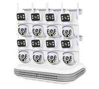 SEVEQIS Caméra de sécurité IP, Système de Surveillance WiFi à Double Objectif PTZ avec caméra sécurité Audio bidirectionnelle et kit vidéosurveillance NVR 8 canaux(1T,NVR add 6PCS A29)