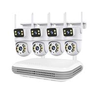 SEVEQIS Caméra de sécurité IP, Système de Surveillance WiFi à Double Objectif PTZ avec caméra sécurité Audio bidirectionnelle et kit vidéosurveillance NVR 8 canaux(1T,NVR add 4PCS A31)