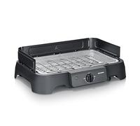 Barbecue électrique de table - SEVERIN - PG8593 - 2000 W - Surface de cuisson 38 x 22 cm - Grille Inox - Thermostat réglable - Noir