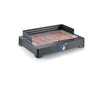 Severin Barbecue électrique PG 8565 – 2 200 W, grille en inox, pare-vent amovible, bac à eau, Noir