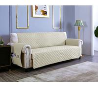 sevi's Housses de Canapé 2 Places 120cm Impermeable avec Accoudoirs, Réversible Protégé Canapes -Crème Blanc