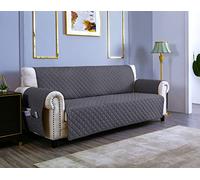 sevi's Housses de Canapé 2 Places 120cm Impermeable avec Accoudoirs, Réversible Protégé Canapes -Gris Foncé