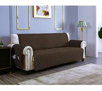 sevi's Housses de Canapé 2 Places 120cm Impermeable avec Accoudoirs, Réversible Protégé Canapes -Marron Foncé