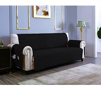 sevi's Housses de Canapé 2 Places 120cm Impermeable avec Accoudoirs, Réversible Protégé Canapes -Noir