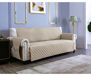 sevi's Housses de Canapé 3 Places 170cm Impermeable avec Accoudoirs, Réversible Protégé Canapes -Beige