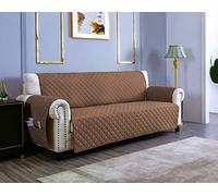 sevi's Housses de Canapé 3 Places 170cm Impermeable avec Accoudoirs, Réversible Protégé Canapes -Marron Clair