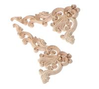SEWACC 2 Pièces Applique en Bois Sculpté Décorative pour Meubles et Fenêtres, Autocollant Décoratif Élégant en Bois Naturel Khaki, Facile à Coller pour Décoration Murale Intérieure