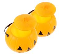 SEWACC 2 Pièces Seau Citrouille Léger en Plastique Poignée, Portable Collecter des Bonbons Lors Fête d'halloween