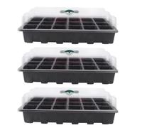 SEWACC 3 Ensembles Plateau de Semis, Boîte de Crèche, Lot de Sets, Grand Trou, PVC Noir, Couvercle Transparent, pour Plantes et Graines, Maintien Chaleur L'humidité