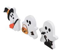 SEWACC 3 Pièces Décoration d'halloween en Bois Chat Noir et Balai de Sorcière Plateau à Plusieurs Niveaux Décoration de Table pour Fêtes et Séances Photo