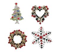 SEWACC 4 Pièces Broche Décorative de Noël en Alliage, Motif Cœur et | Accessoire Multi-usage, Style Mignon et Chic, pour Fêtes et Cérémonies, Adapté aux Amis et Étudiants
