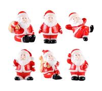 SEWACC 6 Pièces Figurine Miniature Père Noël en Résine Rouge, Décor | Petites Scènes de Fêtes, Design Artisanal Détaillé, Placement Polyvalent, Collection Saisonnière Style Aléatoire